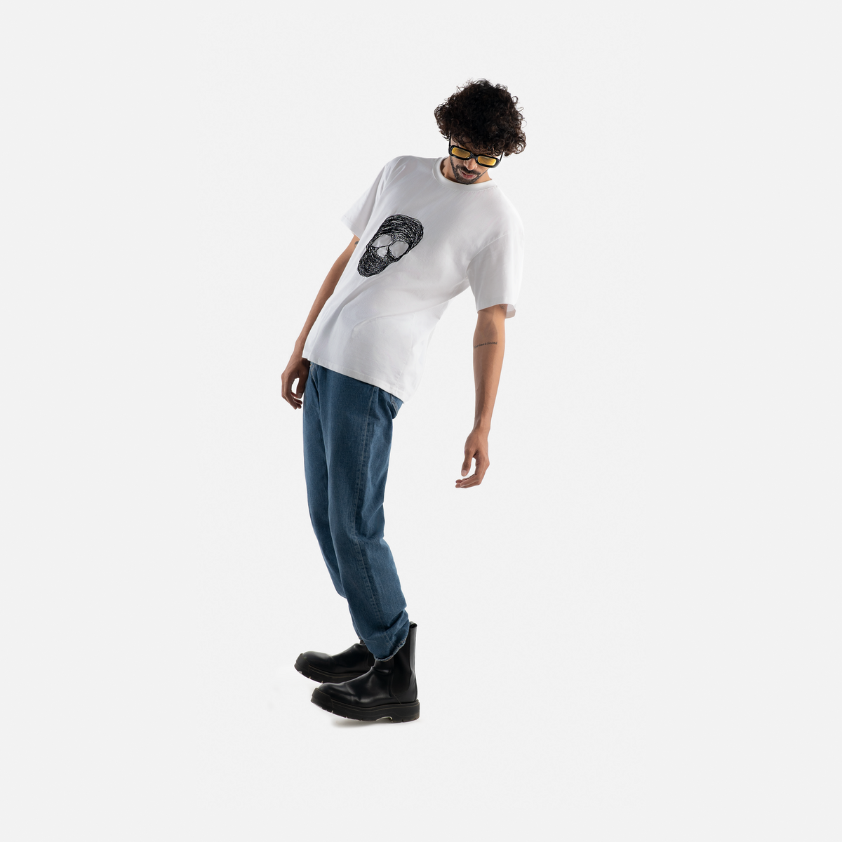 Classic White Scribbled Skull T-shirt