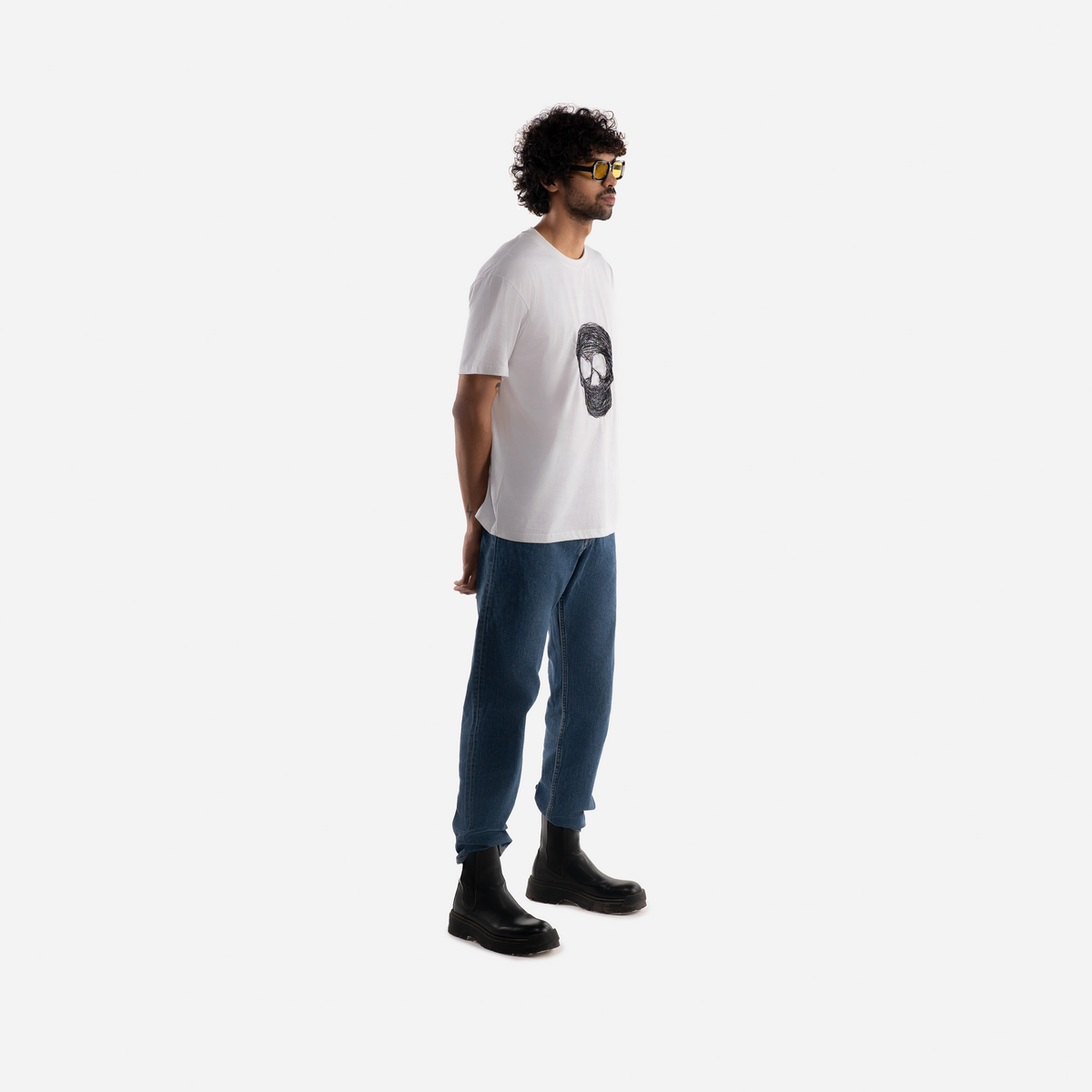 Classic White Scribbled Skull T-shirt