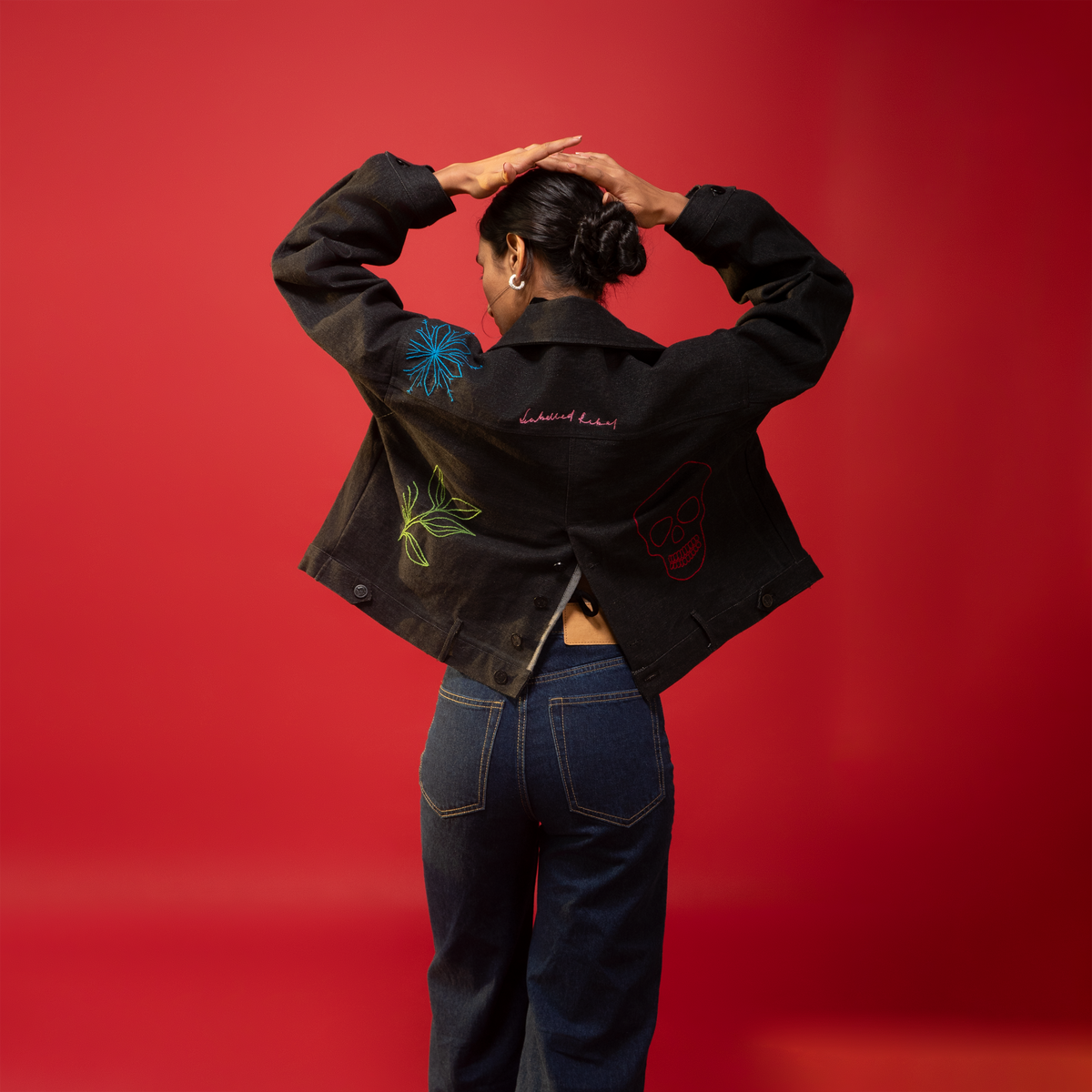 Co-exist Cropped Denim Jacket With Logo