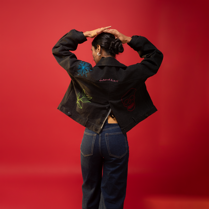 Co-exist Cropped Denim Jacket With Logo
