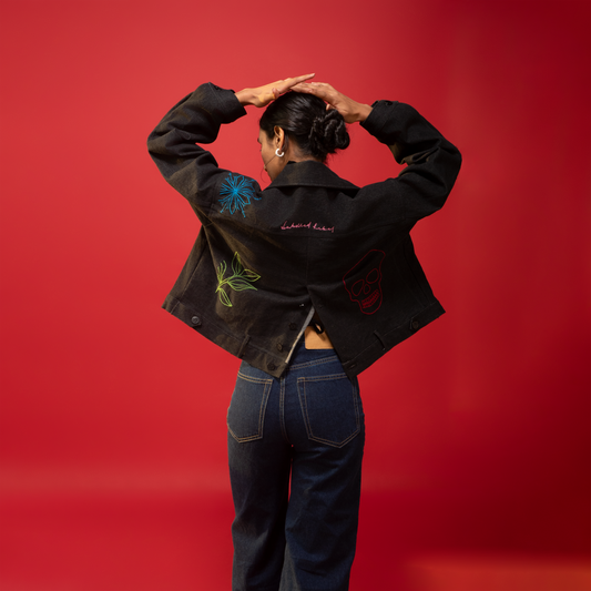Co-exist Cropped Denim Jacket With Logo