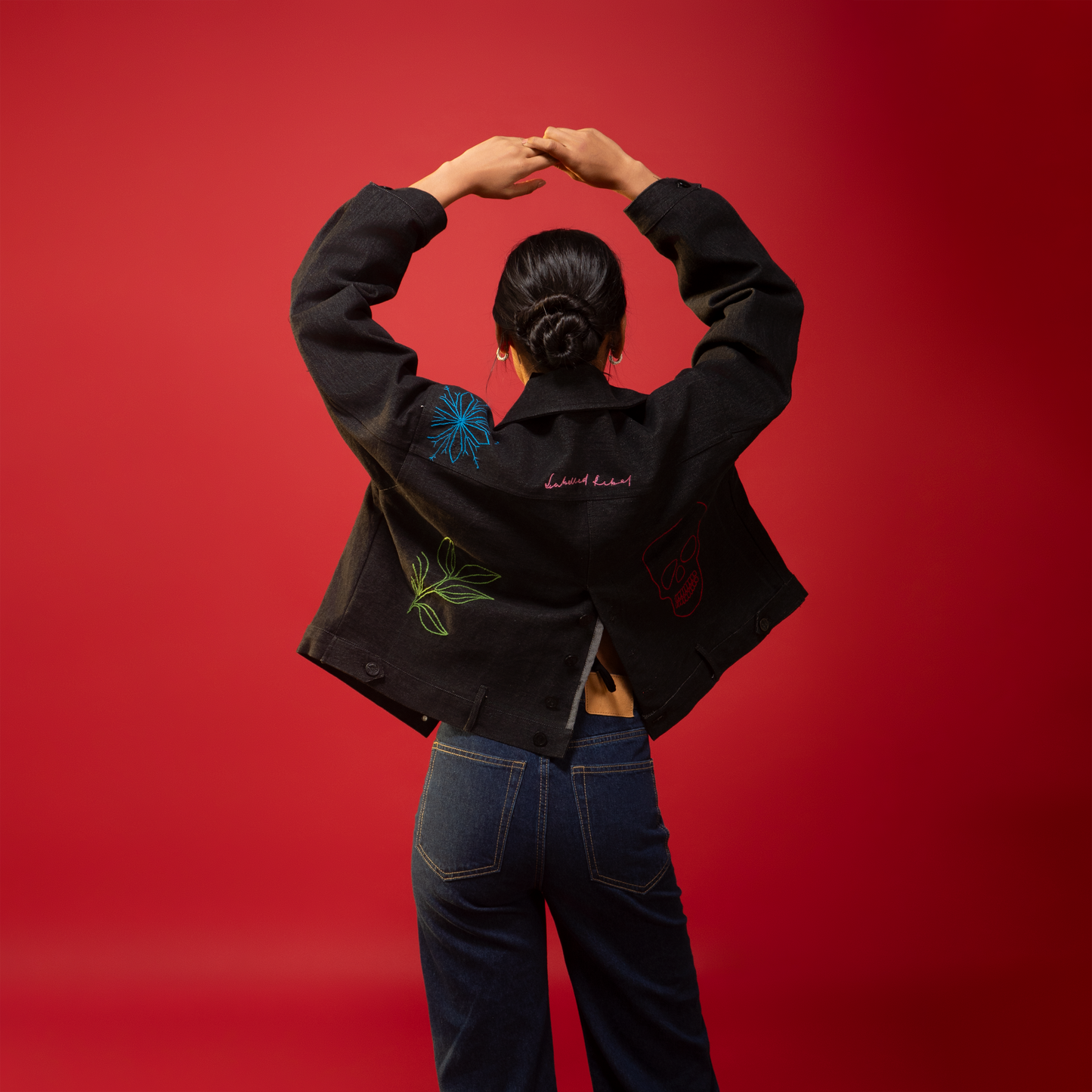 Co-exist Cropped Denim Jacket With Logo